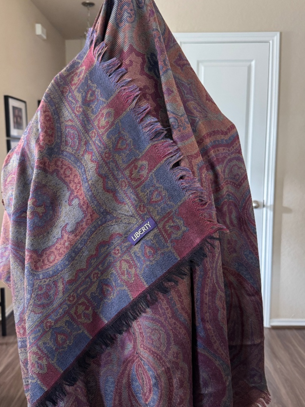 Liberty of London Oversized Wool Scarf  Shawl Wrap Paisley 54"